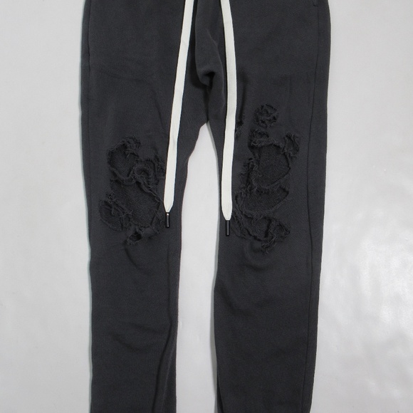 R13 Shredded Knee Dropped Crotch Sweatpant Washed Black R13WK061-K001O Size SX - Picture 1 of 12